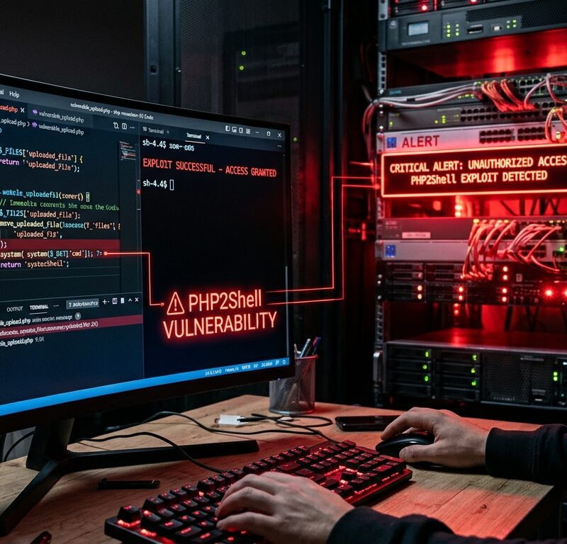 Vulnerabilità PHP2Shell: avviso di accesso non autorizzato su un server compromesso tramite exploit PHP
